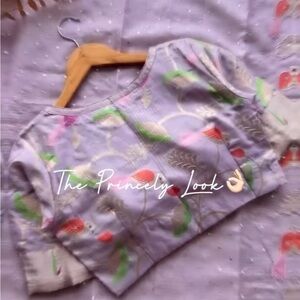 Unique Purple Saree Blouse with Bird Pattern (Saree not included, Blouse only)